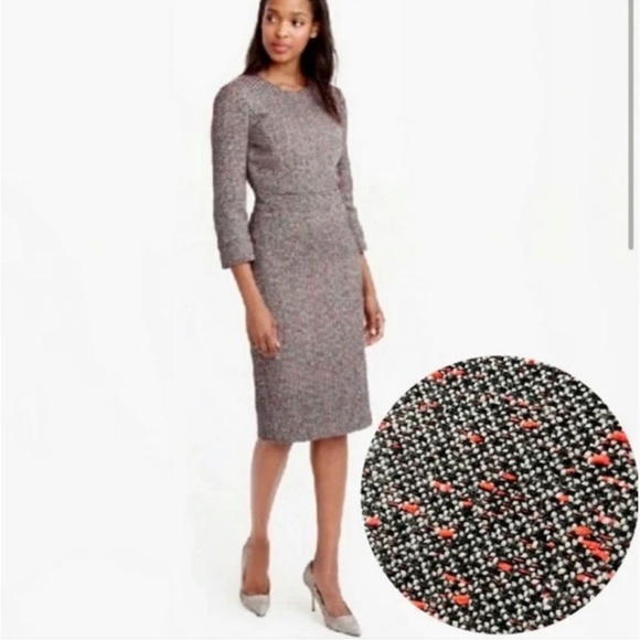 NWT J. Crew Tweed 3/4 Sleeve Sheath Dress Gray Coral Size 4 Style E4375 Career - Picture 16 of 16